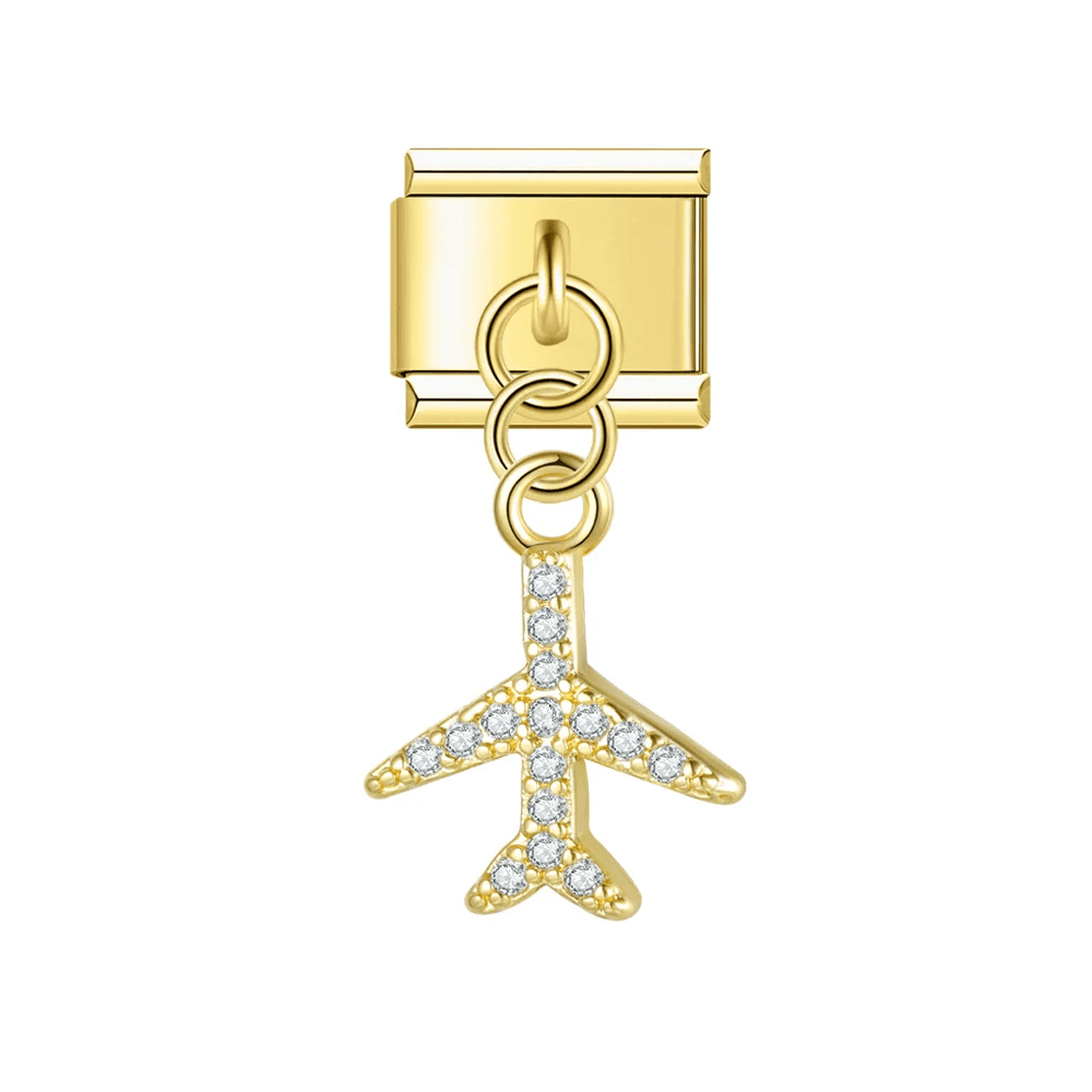 Złoty samolot z cyrkoniami - MyCharms