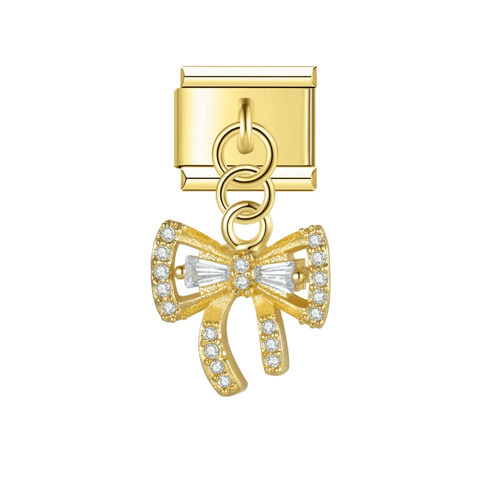 Złota kokardka z cyrkoniami - MyCharms